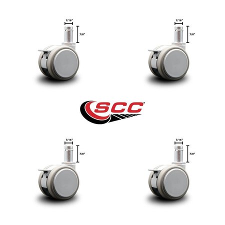 Service Caster 2 Inch MRI Safe Casters with Brakes, 7/16 Inch Grip Ring Stem, Set of 4, SCC, 4PK SCC-GR02S50-TPR-GRY-B-71678-MRI-4